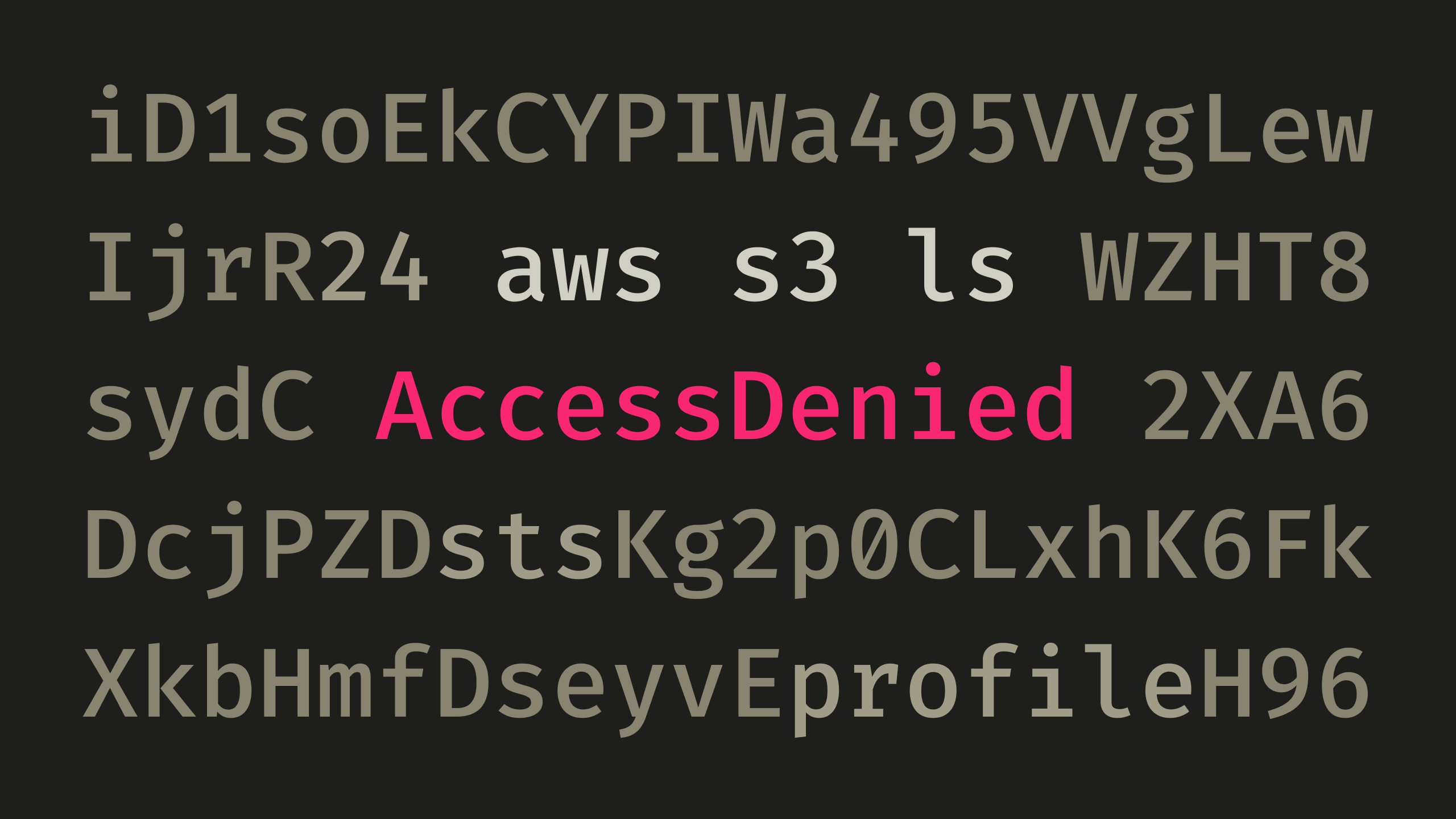 Red "AccessDenied" text surrounded by random characters.