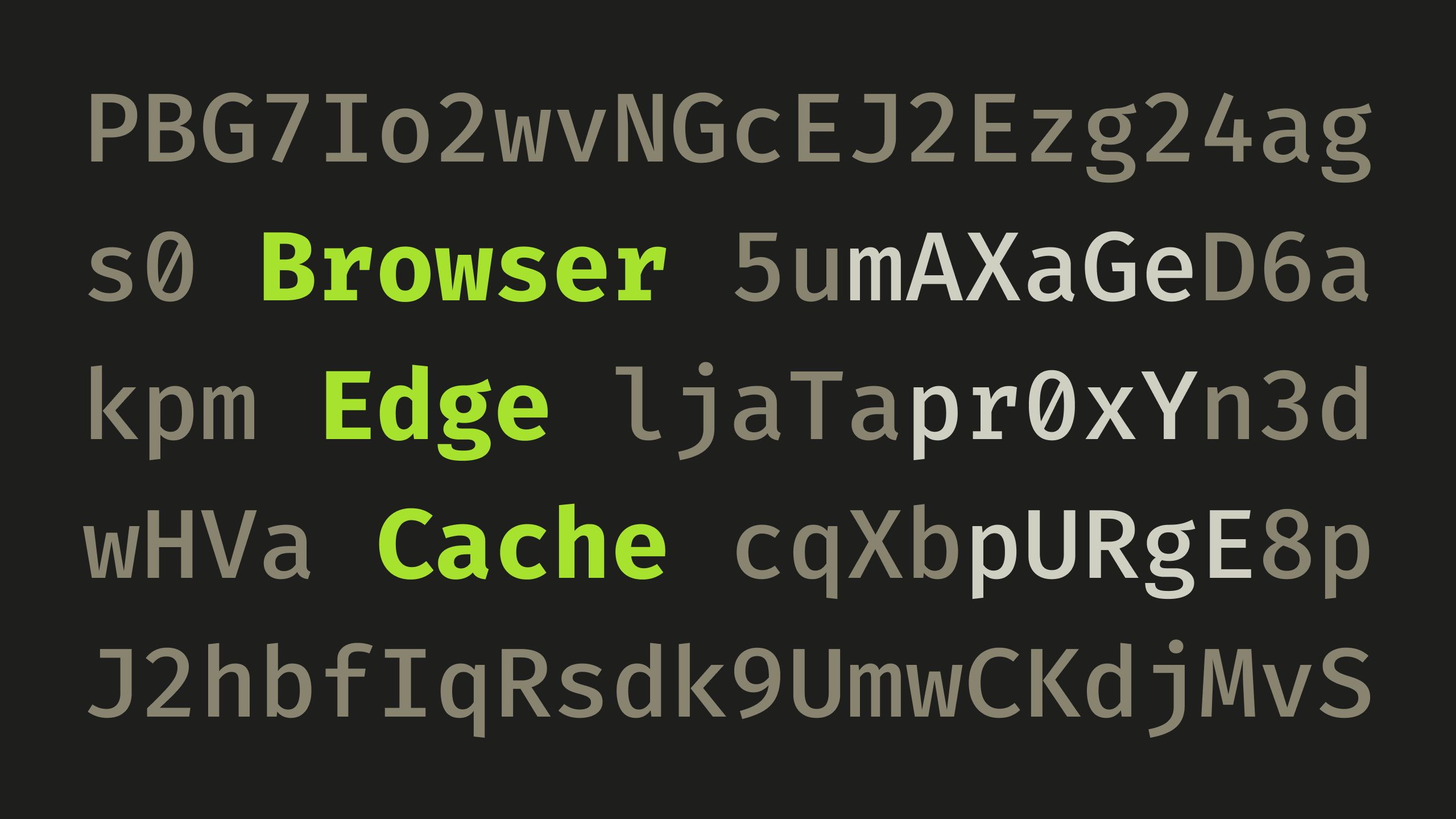 The words "Browser", "Edge", and "Cache", surrounded by random characters.