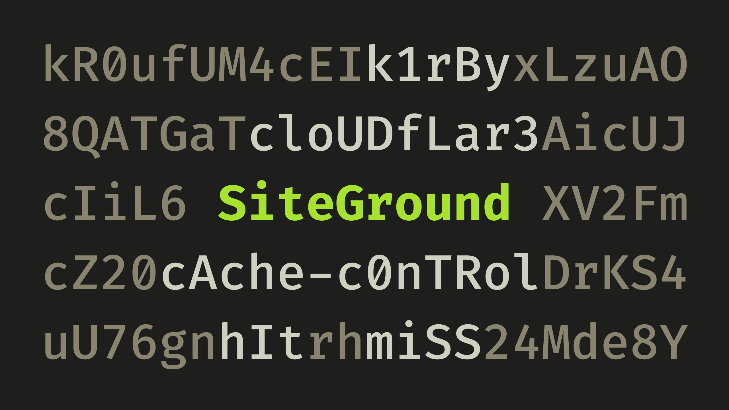 The word "SiteGround", surrounded by random characters.
