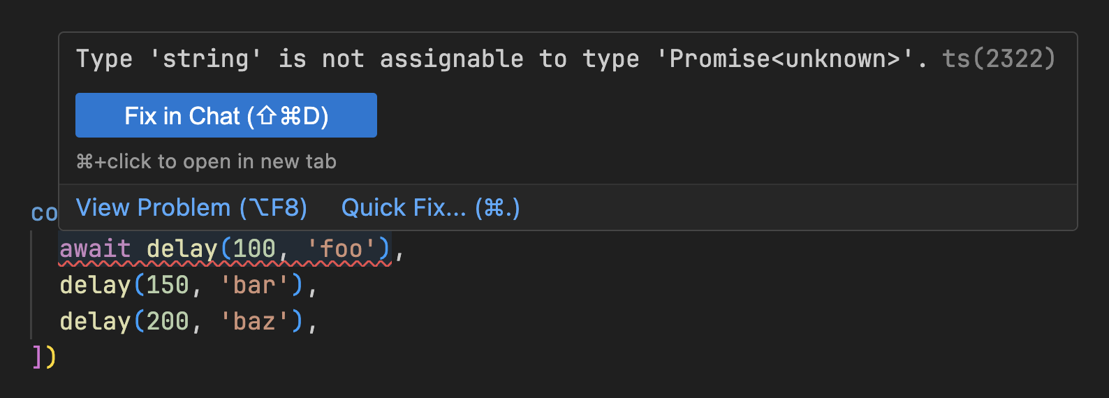 Cursor IDE TypeScript error tooltip