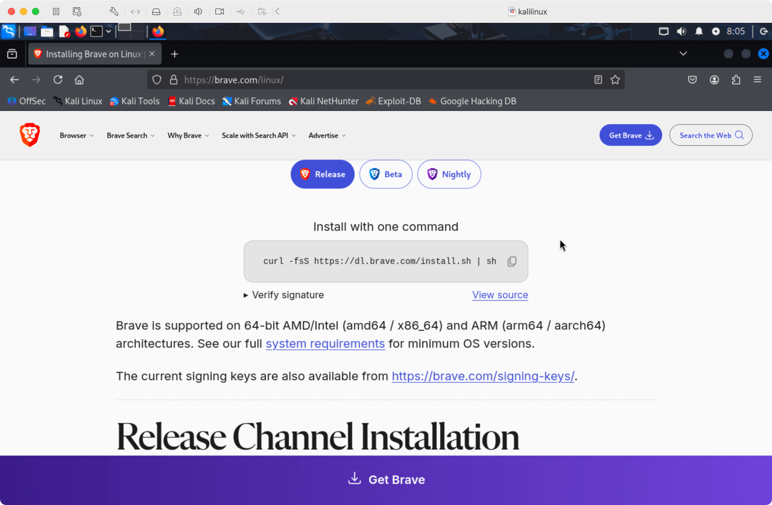 Brave browser download page