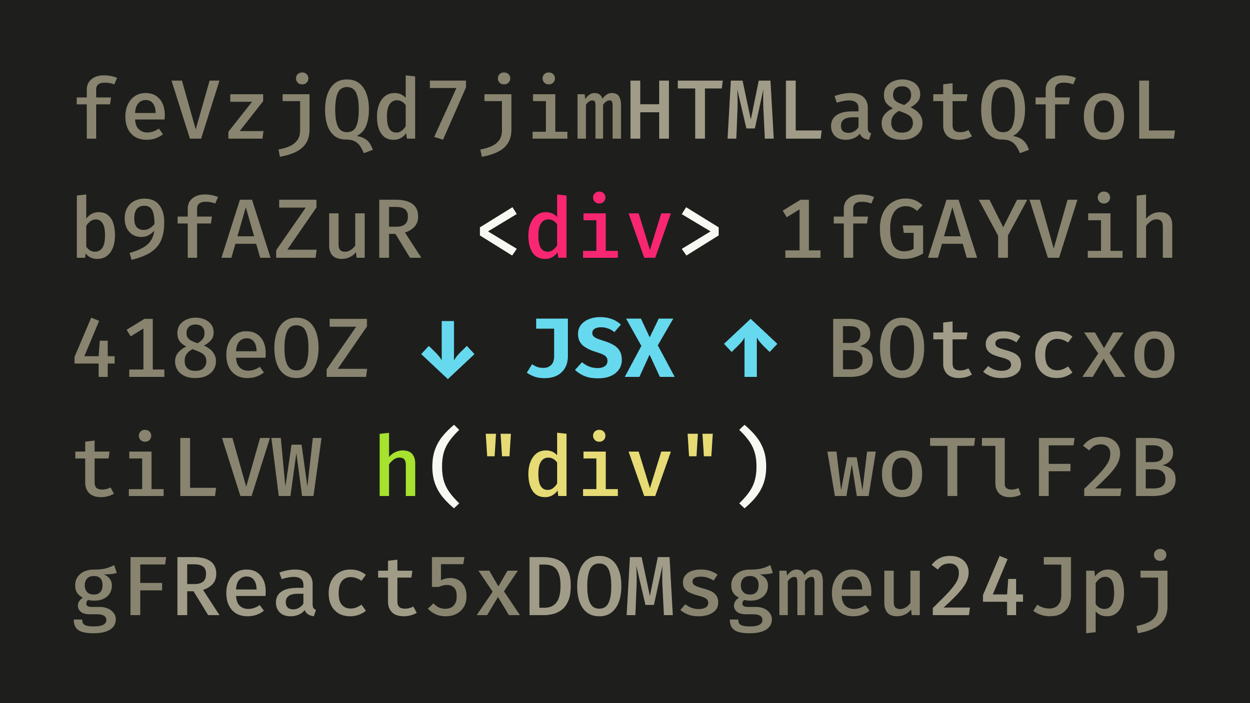 Random characters surrounding an HTML tag that transforms into a function call.